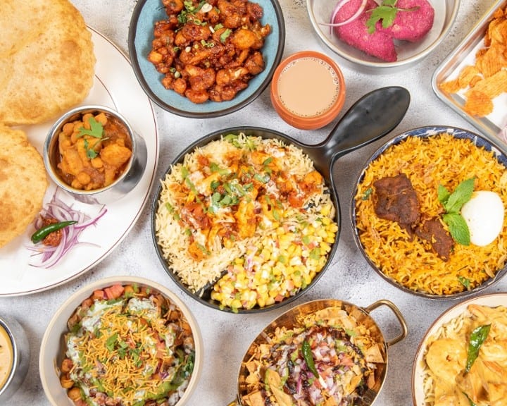 A variety of Indian street food flavors